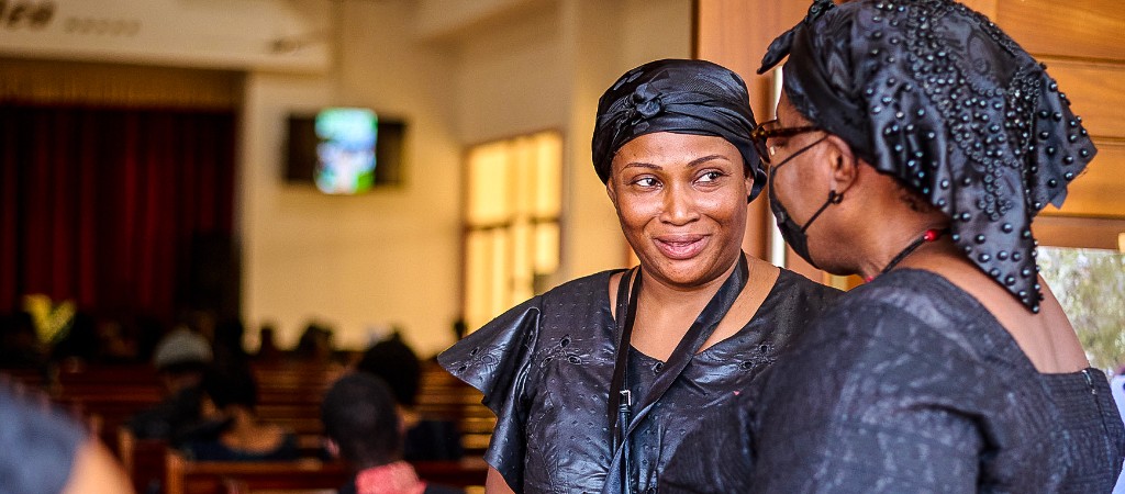 Family members gathered together during a funeral service